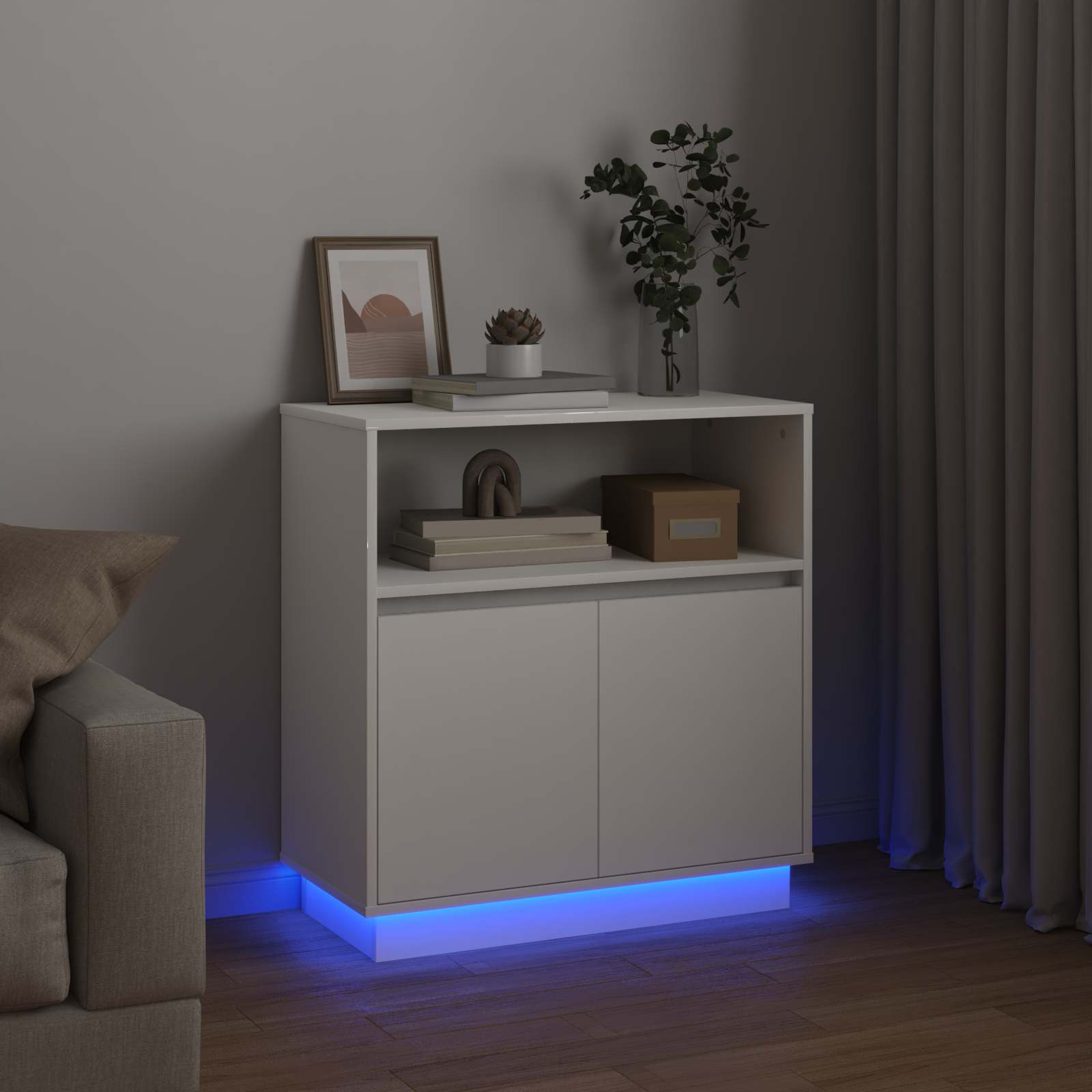 vidaXL LED Sideboard White 71 x 34.5 x 75 cm Engineered Wood 6