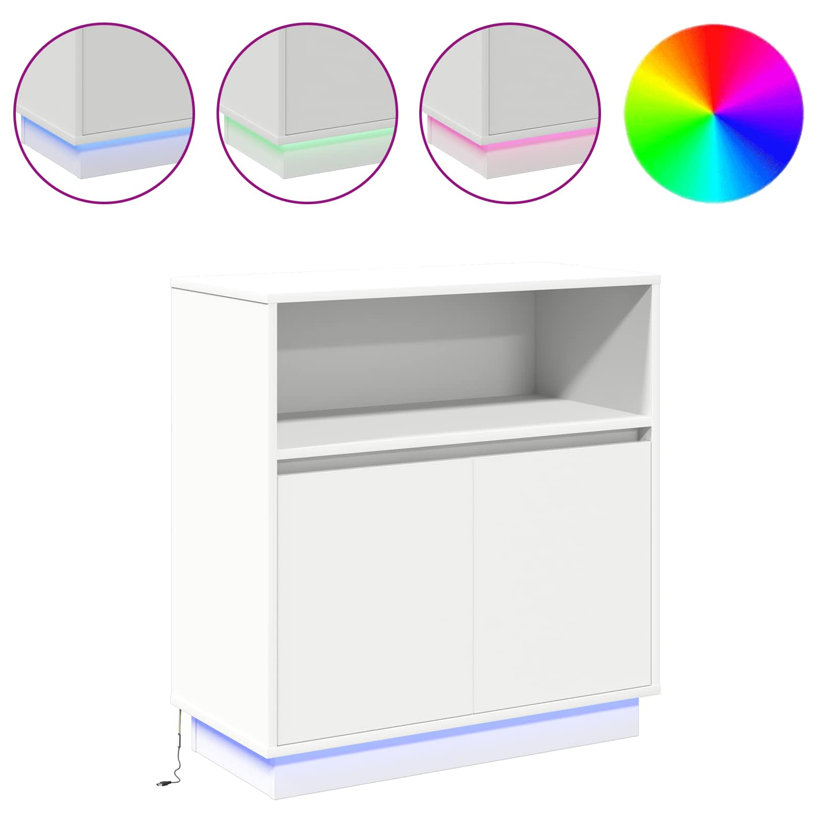 vidaXL LED Sideboard White 71 x 34.5 x 75 cm Engineered Wood 4