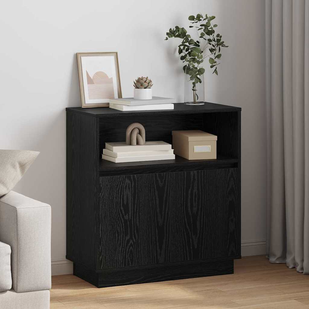 vidaXL LED Sideboard Black Oak 71 x 34.5 x 75 cm Engineered Wood 1