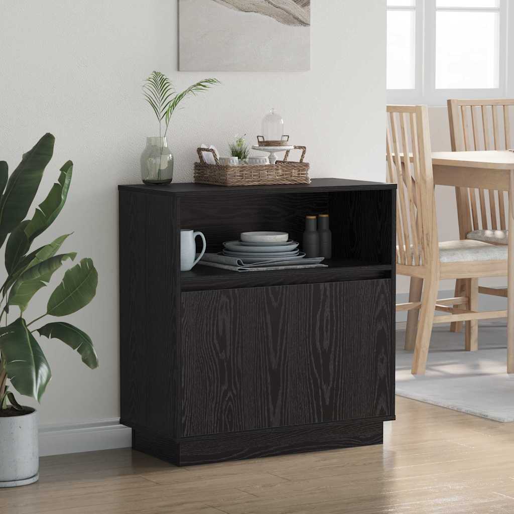 vidaXL LED Sideboard Black Oak 71 x 34.5 x 75 cm Engineered Wood 5