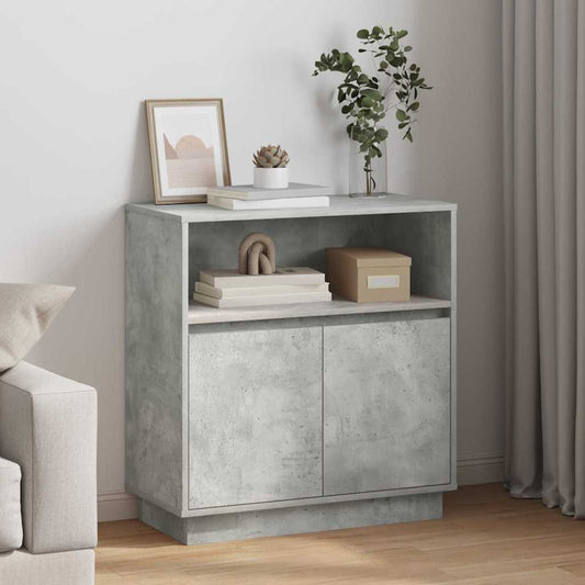 vidaXL LED Sideboard Concrete grey Engineered Wood in a living room setting