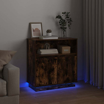 vidaXL LED Sideboard Smoked Oak 71 x 34.5 x 75 cm Engineered Wood 6