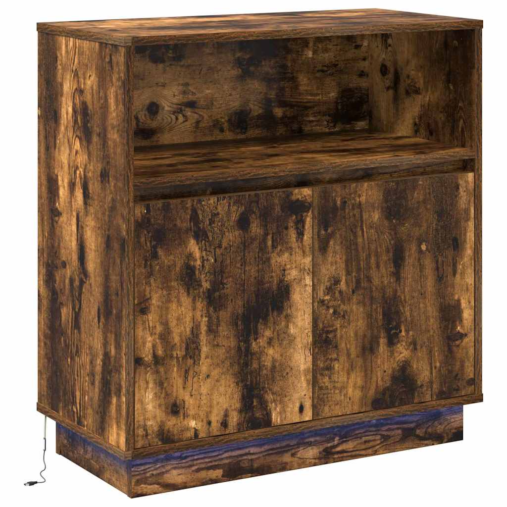 vidaXL LED Sideboard Smoked Oak 71 x 34.5 x 75 cm Engineered Wood 2