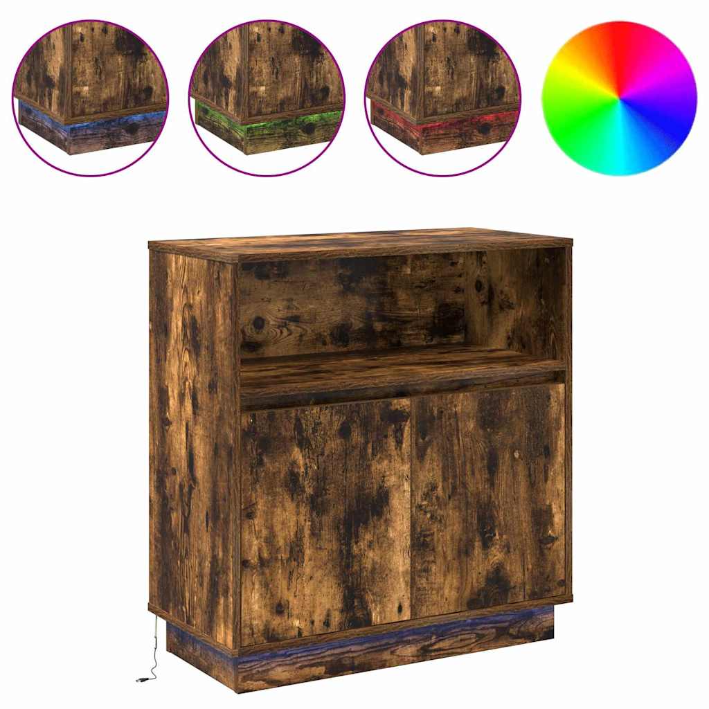 vidaXL LED Sideboard Smoked Oak 71 x 34.5 x 75 cm Engineered Wood 4