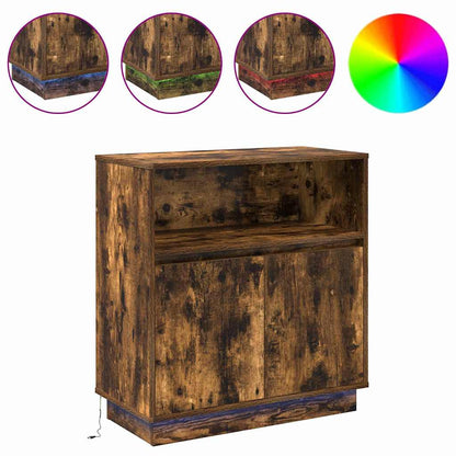 vidaXL LED Sideboard Smoked Oak 71 x 34.5 x 75 cm Engineered Wood 4
