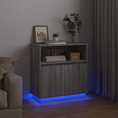 vidaXL LED Sideboard Grey Sonoma 71 x 34.5 x 75 cm Engineered Wood 6