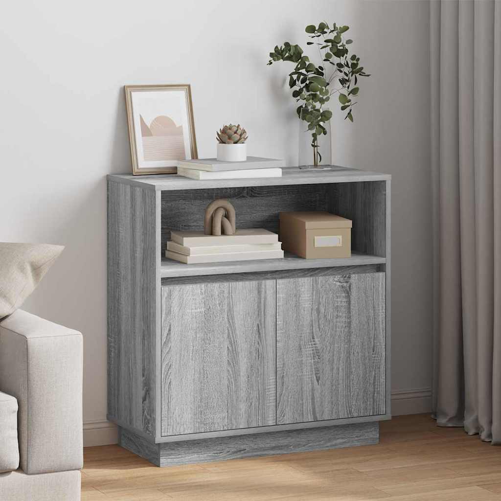 vidaXL LED Sideboard Grey Sonoma 71 x 34.5 x 75 cm Engineered Wood 1