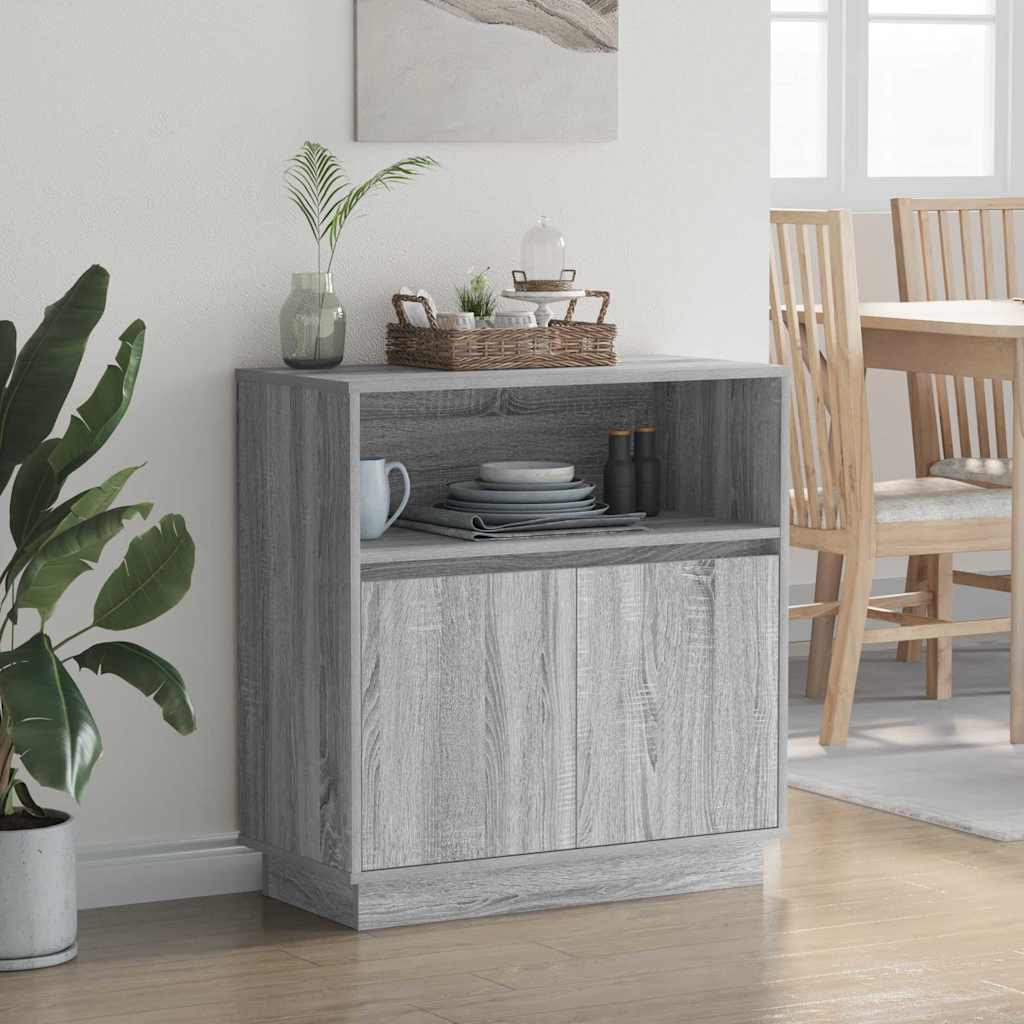 vidaXL LED Sideboard Grey Sonoma 71 x 34.5 x 75 cm Engineered Wood 5