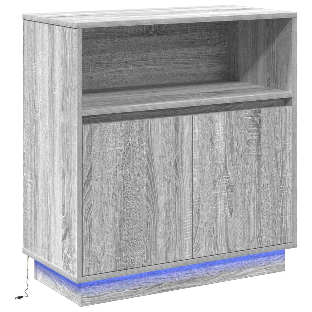 vidaXL LED Sideboard Grey Sonoma 71 x 34.5 x 75 cm Engineered Wood 2