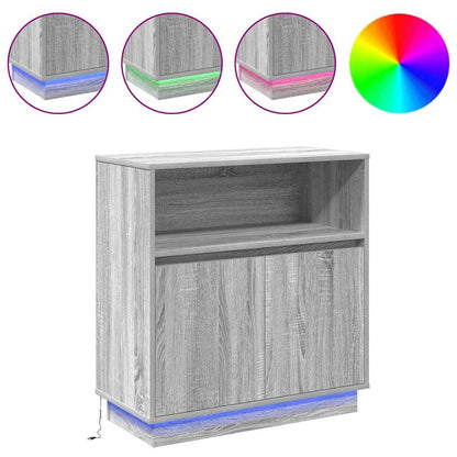 vidaXL LED Sideboard Grey Sonoma 71 x 34.5 x 75 cm Engineered Wood 4
