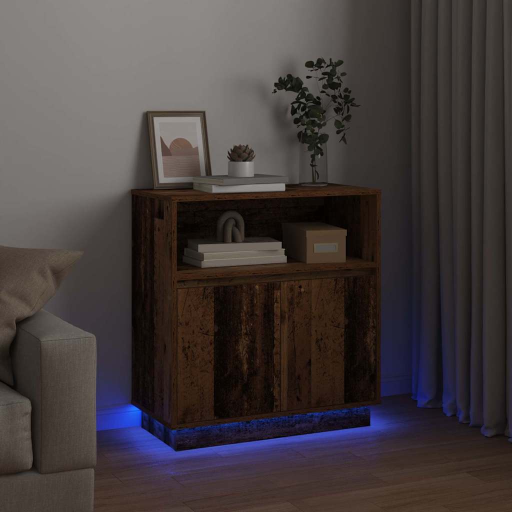 vidaXL LED Sideboard Old Wood 71 x 34.5 x 75 cm Engineered Wood 6
