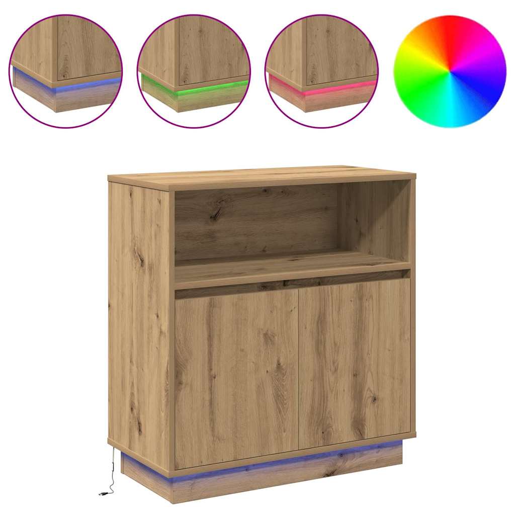 vidaXL LED Sideboard Artisan Oak 71 x 34.5 x 75 cm Engineered Wood 4