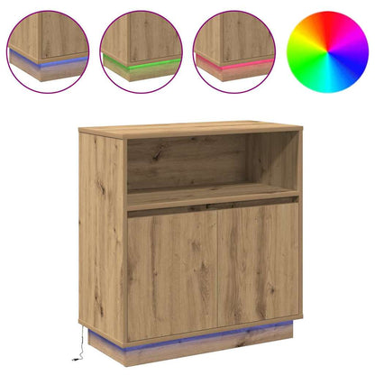 vidaXL LED Sideboard Artisan Oak 71 x 34.5 x 75 cm Engineered Wood 4