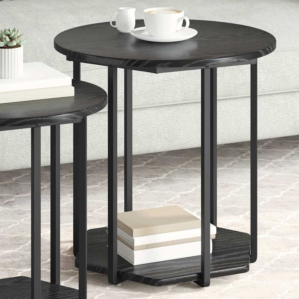 vidaXL Side Table Set 2 pcs Black Oak 50 x 50 x 50.5 cm 3