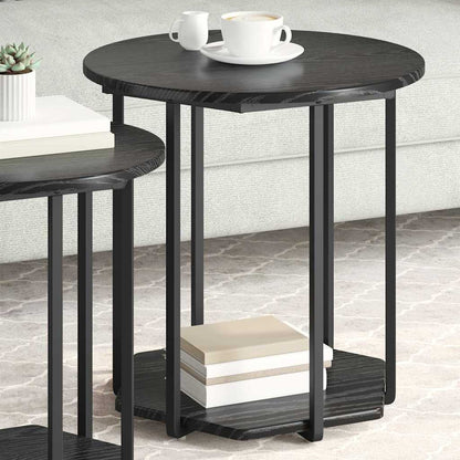 vidaXL Side Table Set 2 pcs Black Oak 50 x 50 x 50.5 cm 3