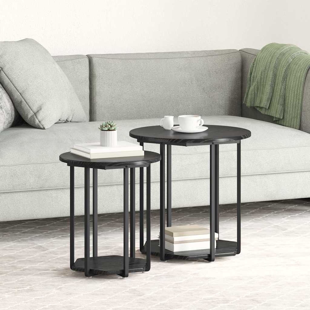 vidaXL Side Table Set 2 pcs Black Oak 50 x 50 x 50.5 cm 4