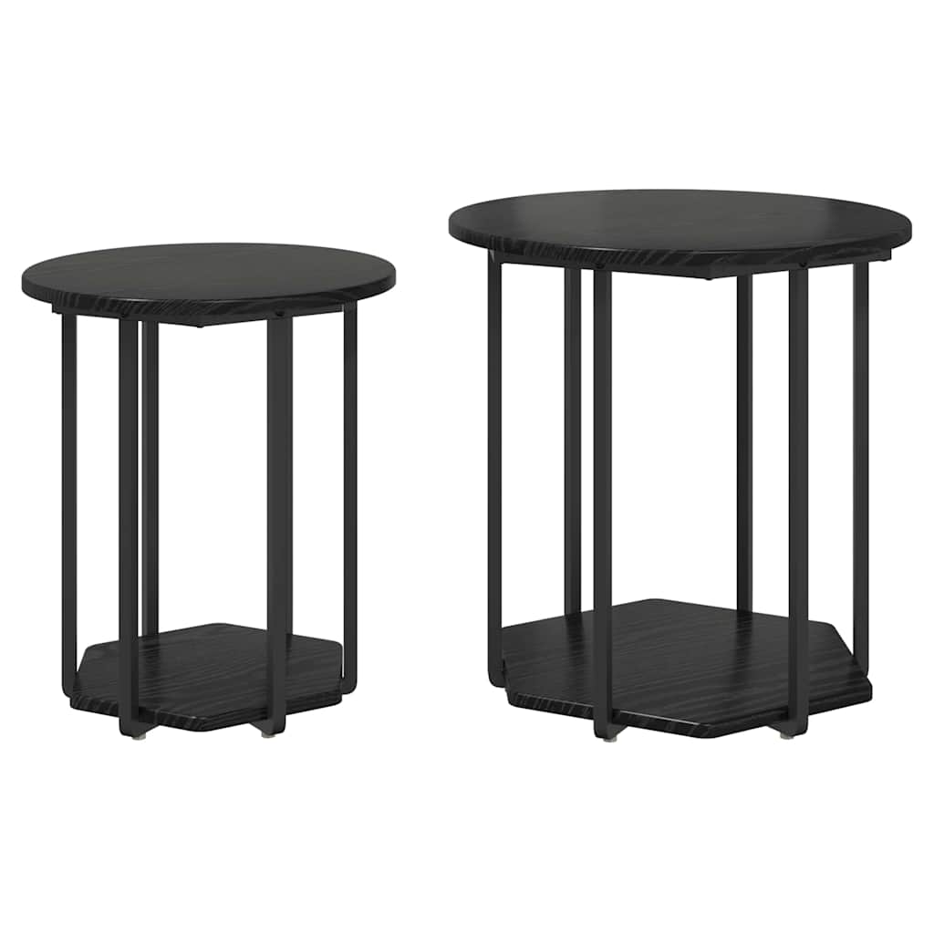 vidaXL Side Table Set 2 pcs Black Oak 50 x 50 x 50.5 cm 1