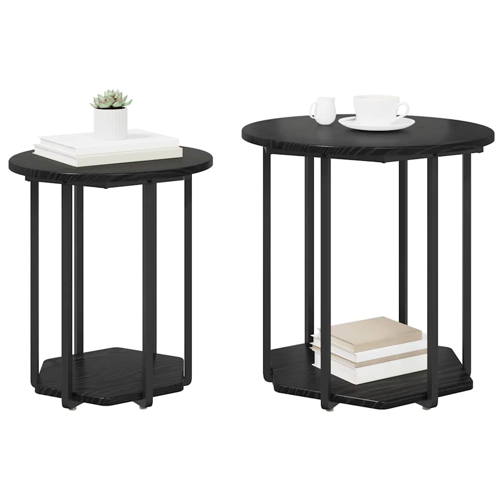 vidaXL Side Table Set 2 pcs Black Oak 50 x 50 x 50.5 cm 2
