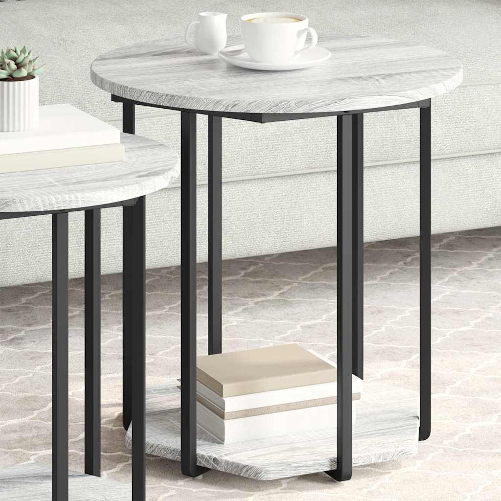 vidaXL Side Table Set 2 pcs Grey 50 x 50 x 50.5 cm 4