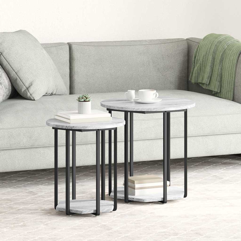 vidaXL Side Table Set 2 pcs Grey 50 x 50 x 50.5 cm 1