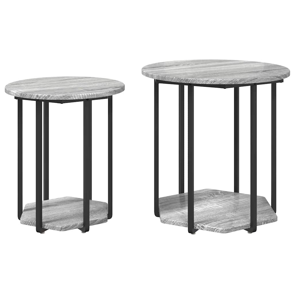 vidaXL Side Table Set 2 pcs Grey 50 x 50 x 50.5 cm 2