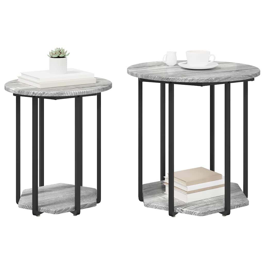 vidaXL Side Table Set 2 pcs Grey 50 x 50 x 50.5 cm 3