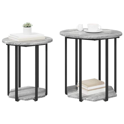 vidaXL Side Table Set 2 pcs Grey 50 x 50 x 50.5 cm 3