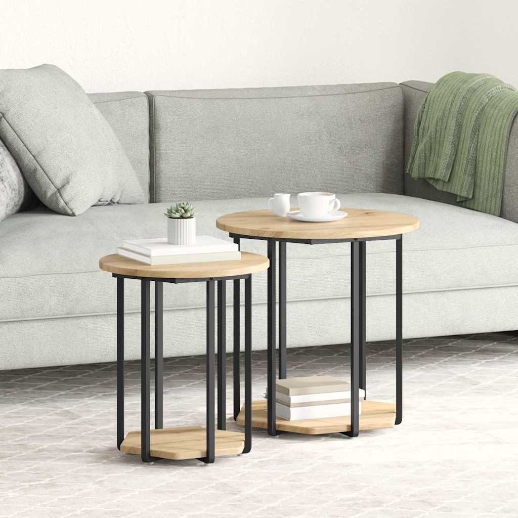 vidaXL Side Table Set 2 pcs Brown 50 x 50 x 50.5 cm 1