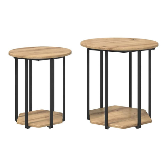 Side Table Set 2 pcs Brown 50 x 50 x 50.5 cm Artisan oak