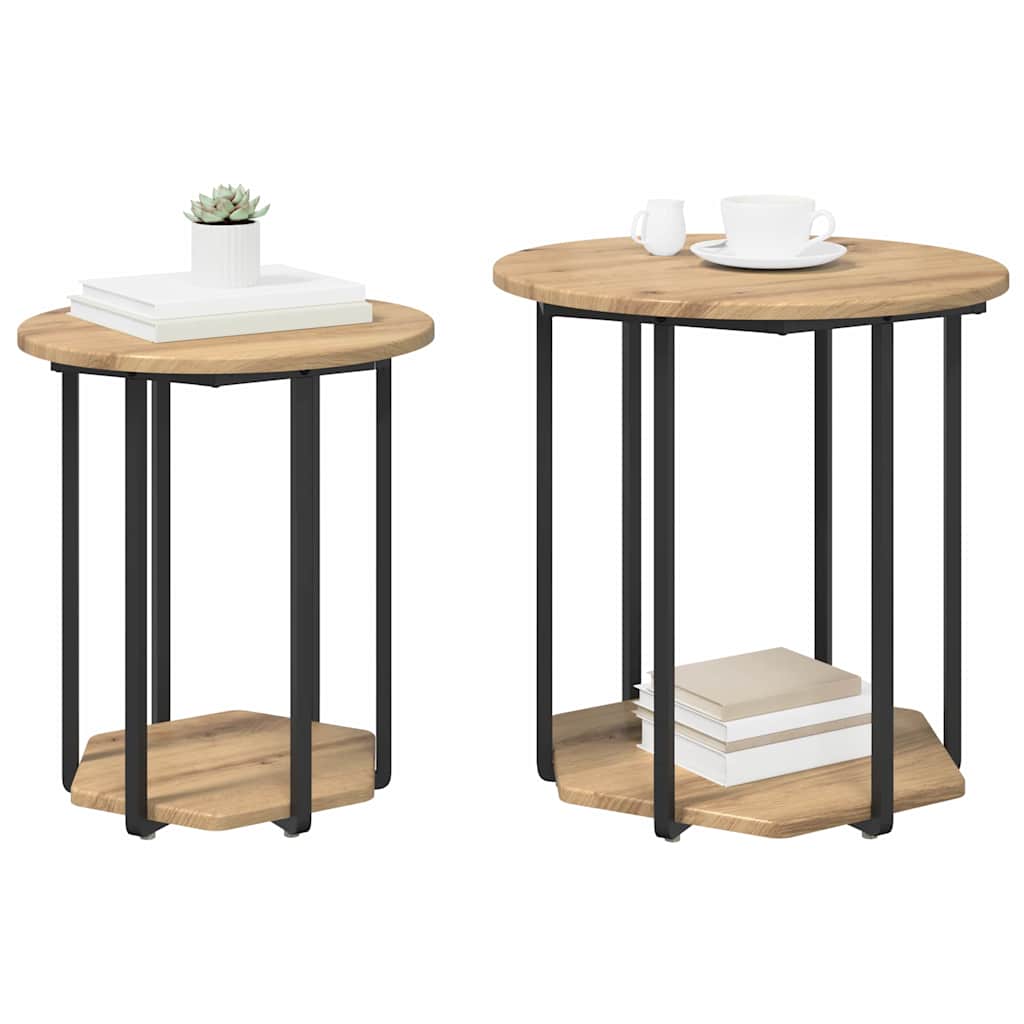 vidaXL Side Table Set 2 pcs Brown 50 x 50 x 50.5 cm 3