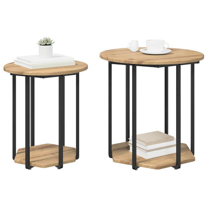 vidaXL Side Table Set 2 pcs Brown 50 x 50 x 50.5 cm 3