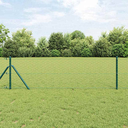 vidaXL Hexagonal Fence Ground Fix 10 x 0.4 m PVC-Coated Steel Green mesh Size 50 mm mesh