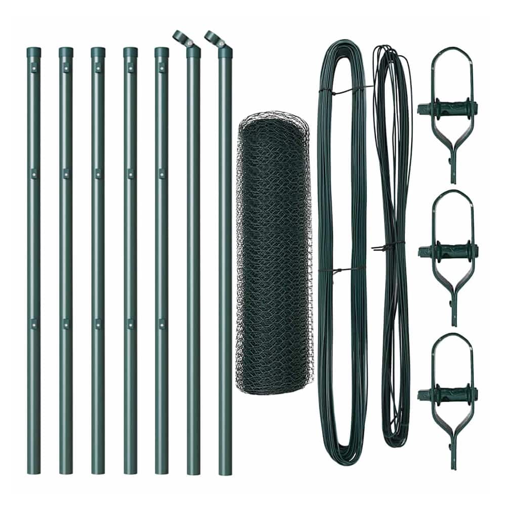 Hexagonal Fence Ground Fix PVC-Coated Steel Green mesh Size