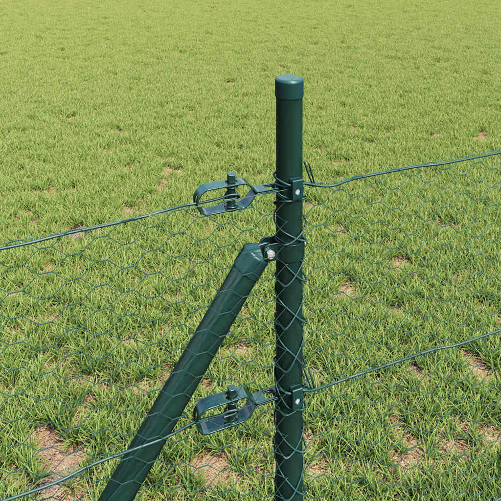vidaXL Hexagonal Fence Ground Fix 10 x 0.8 m PVC-Coated Steel Green 4