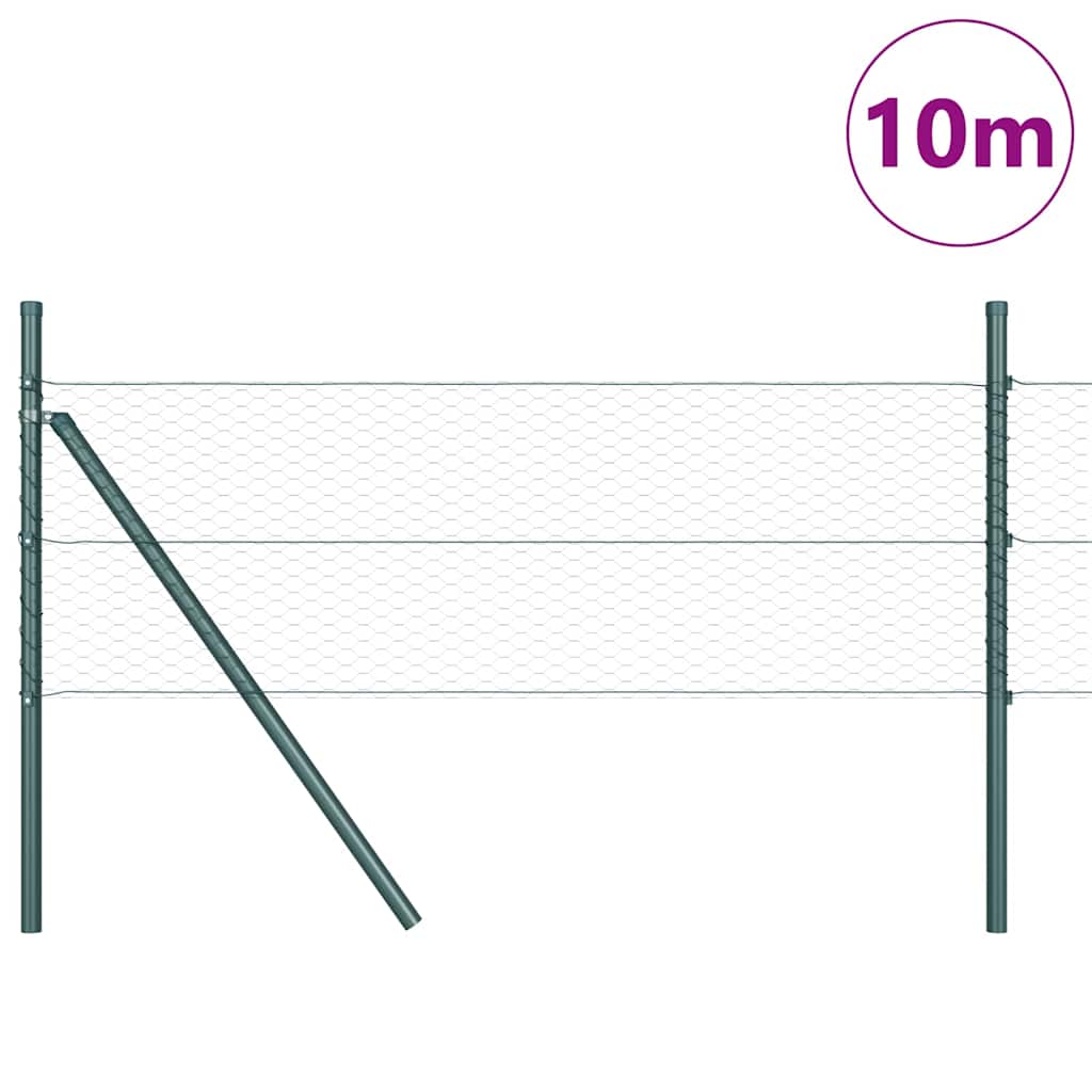 vidaXL Hexagonal Fence Ground Fix 10 x 0.8 m PVC-Coated Steel Green 3
