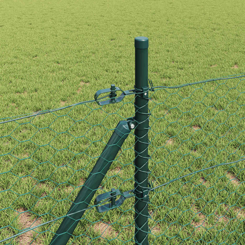 vidaXL Hexagonal Fence Ground Fix 10 x 0.8 m PVC-Coated Steel Green 4
