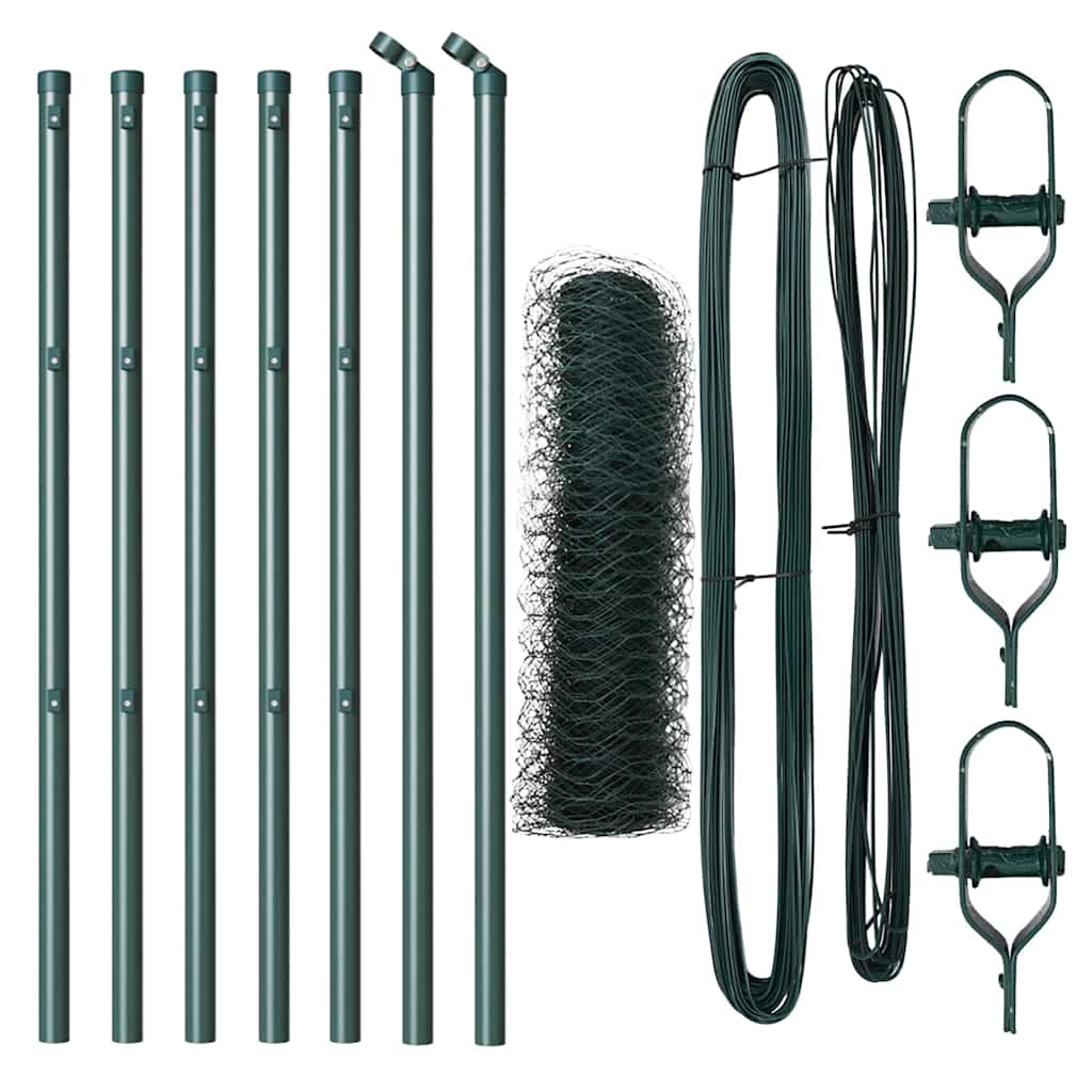 vidaXL Hexagonal Fence Ground Fix 10 x 0.8 m PVC-Coated Steel Green 2