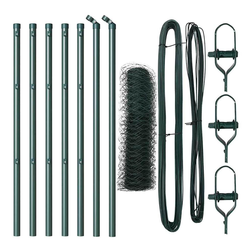 Hexagonal Fence Ground Fix PVC-Coated Steel Green mesh Size