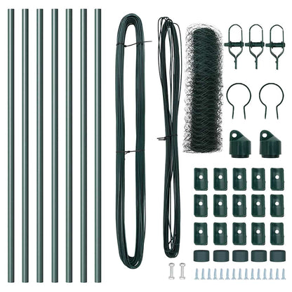 vidaXL Hexagonal Fence Ground Fix 10 x 0.8 m PVC-Coated Steel Green 5
