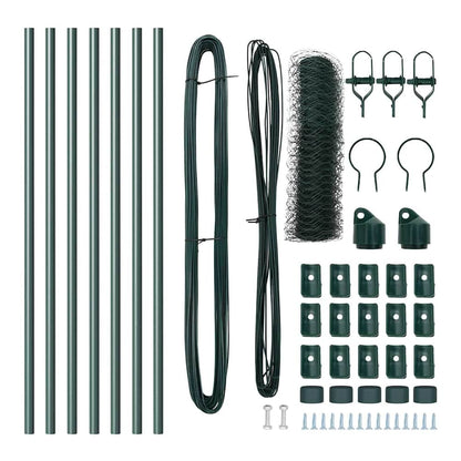 Hexagonal Fence Ground Fix PVC-Coated Steel Green mesh Size