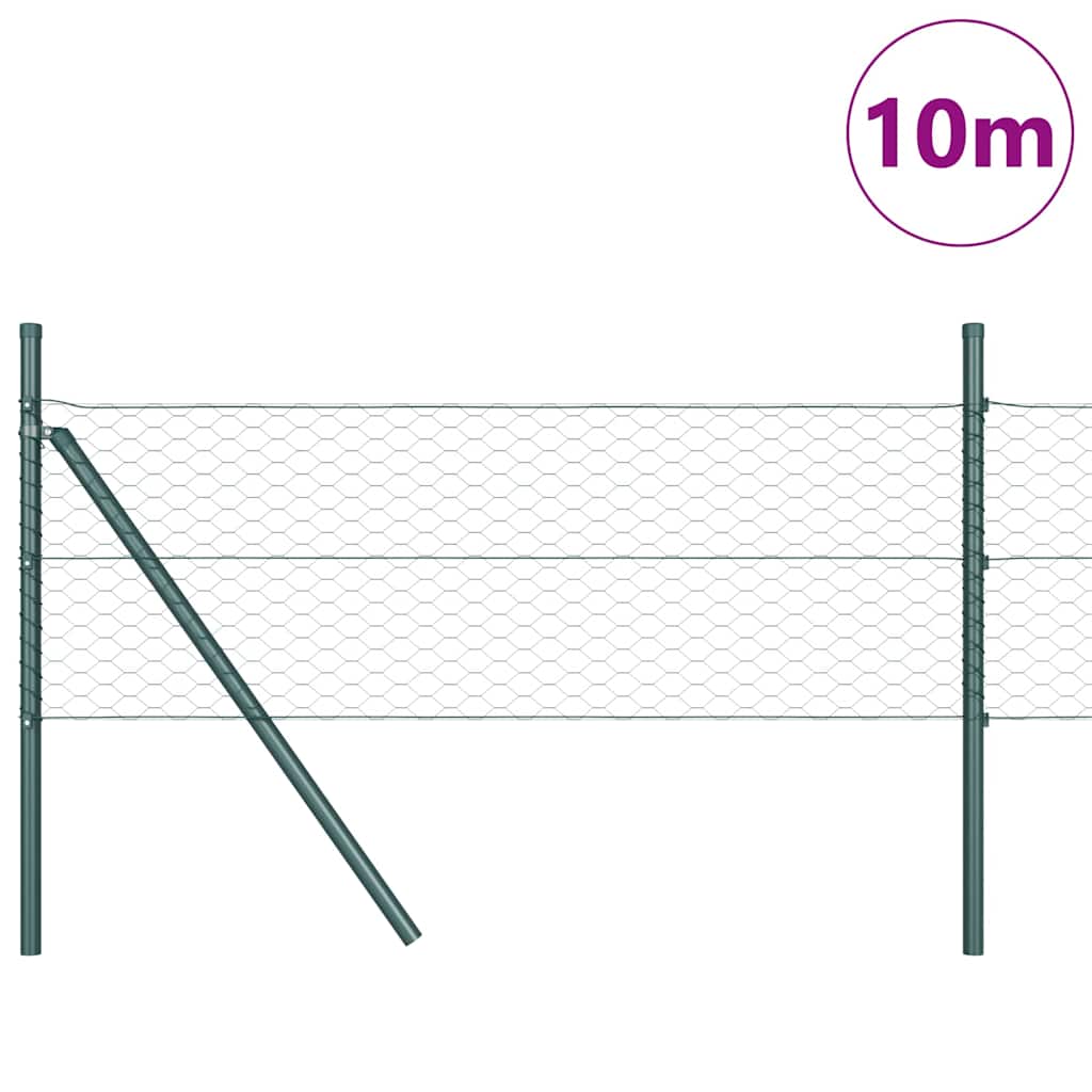 vidaXL Hexagonal Fence Ground Fix 10 x 0.8 m PVC-Coated Steel Green 3