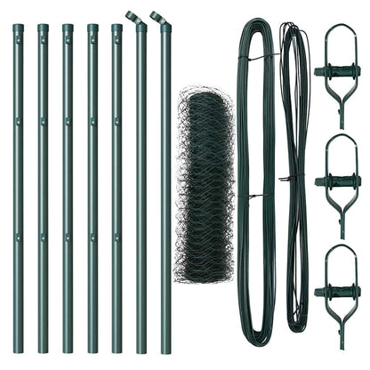 vidaXL Hexagonal Fence Ground Fix 10 x 0.8 m PVC-Coated Steel Green 2