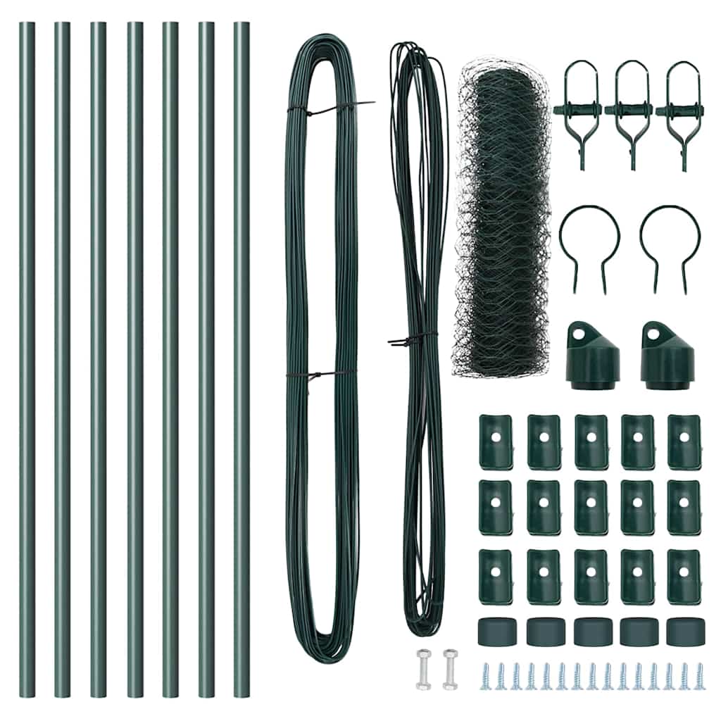 vidaXL Hexagonal Fence Ground Fix 10 x 0.8 m PVC-Coated Steel Green 5