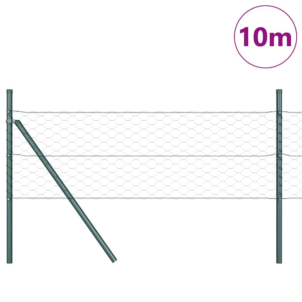 vidaXL Hexagonal Fence Ground Fix 10 x 0.8 m PVC-Coated Steel Green 3