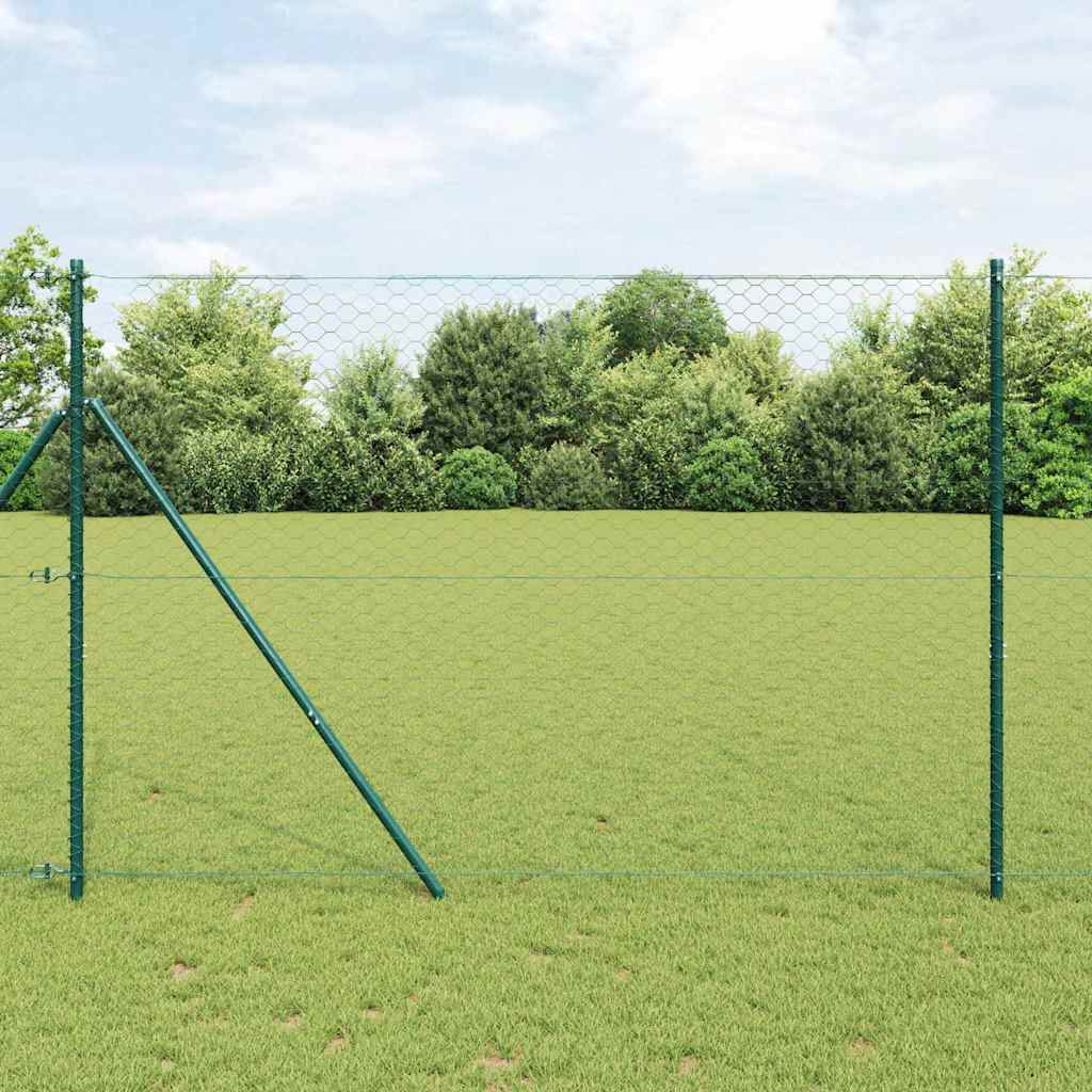 Hexagonal Fence Ground Fix PVC-Coated Steel Green mesh Size