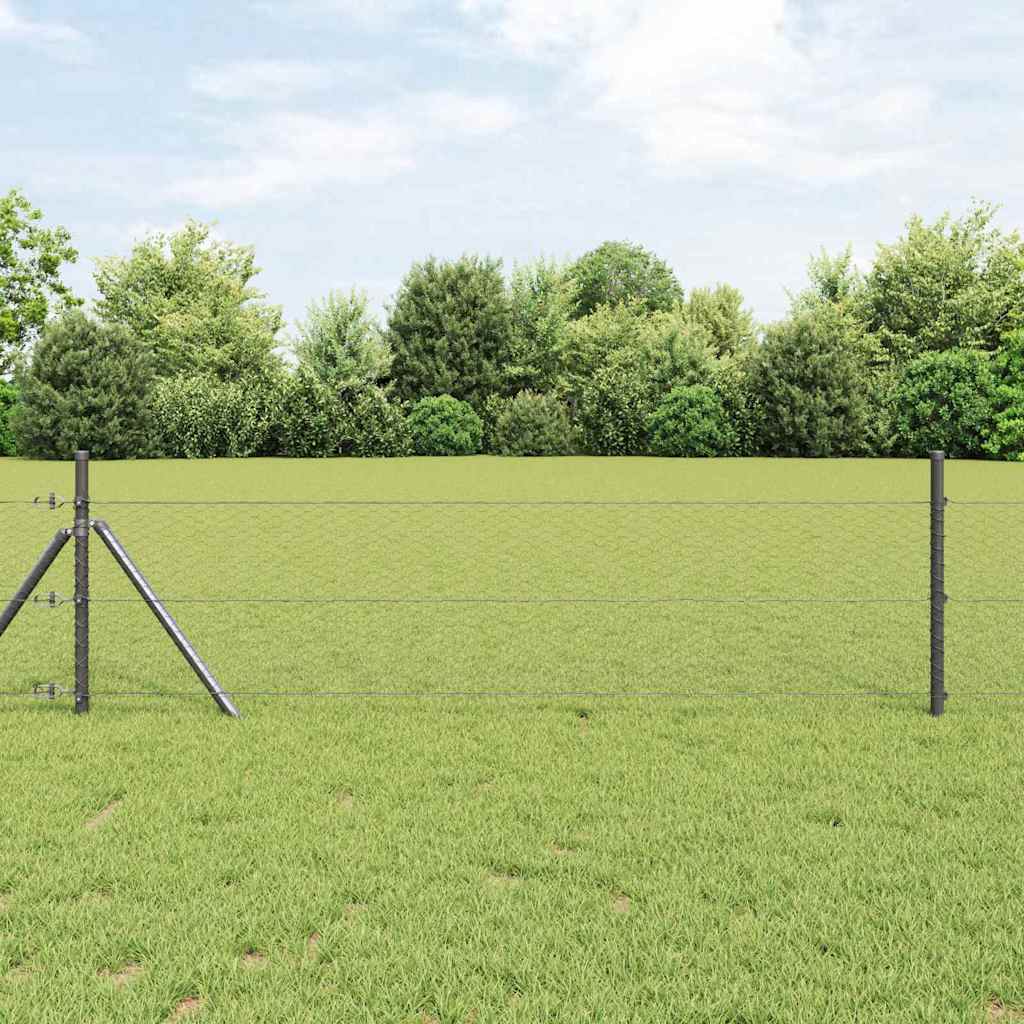 vidaXL Hexagonal Fence Ground Fix 10 x 0.8 m PVC-Coated Steel Grey 1