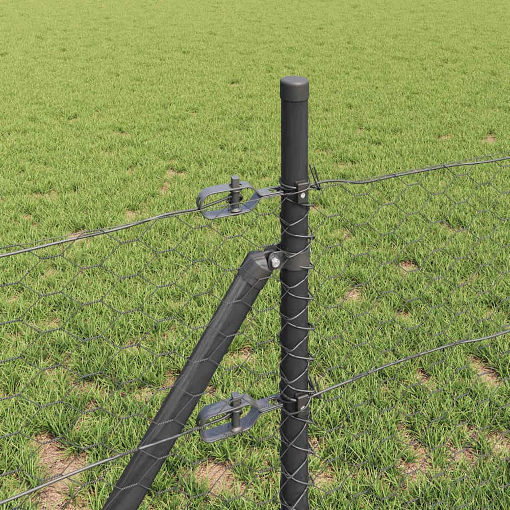Hexagonal Fence Ground Fix 10 x 0.4 m PVC-Coated Steel Grey mesh Size 36 mm mesh 0.8 m