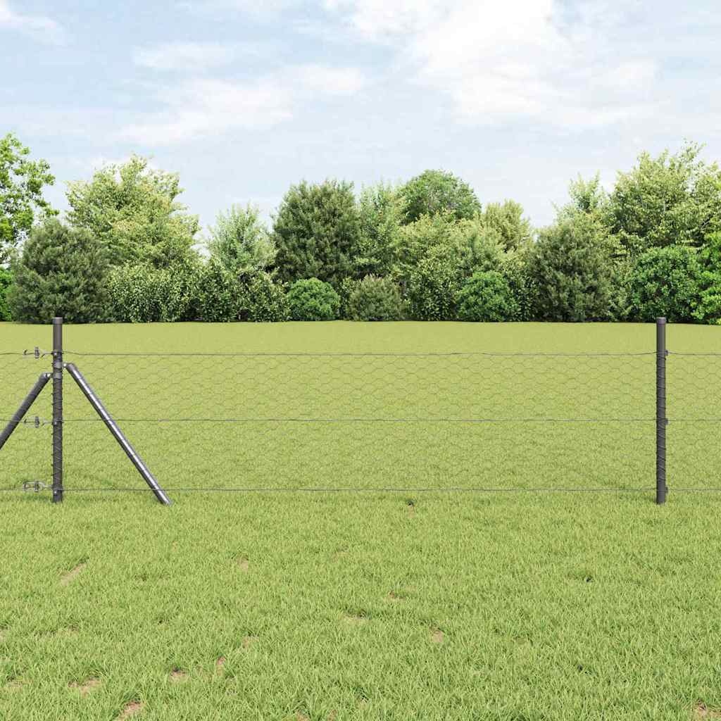 vidaXL Hexagonal Fence Ground Fix 10 x 0.8 m PVC-Coated Steel Grey 1