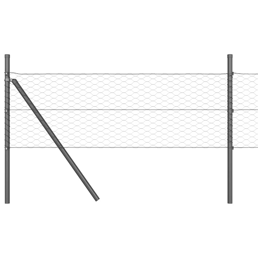 vidaXL Hexagonal Fence Ground Fix 10 x 0.8 m PVC-Coated Steel Grey 2