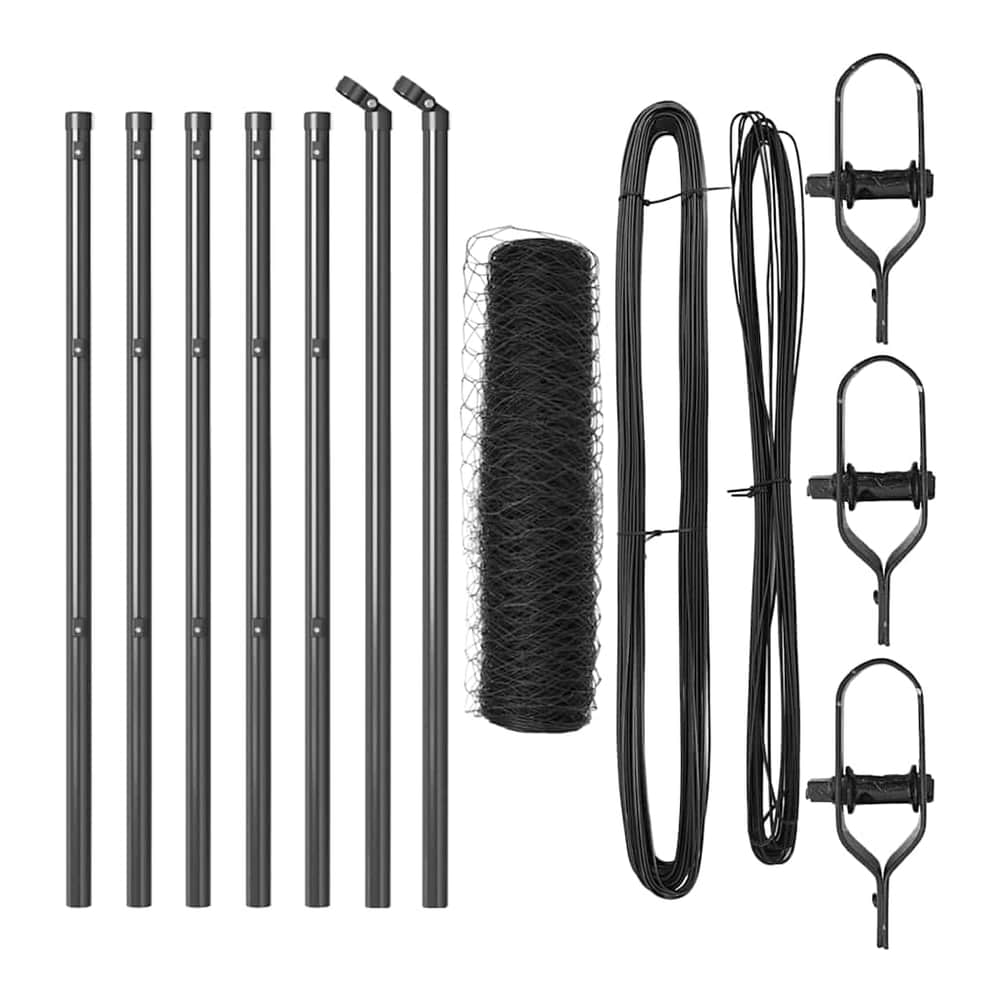 Hexagonal Fence Ground Fix PVC-Coated Steel Grey mesh Size